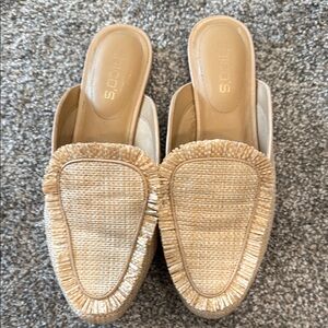Chico's Tan Mules with Woven Texture